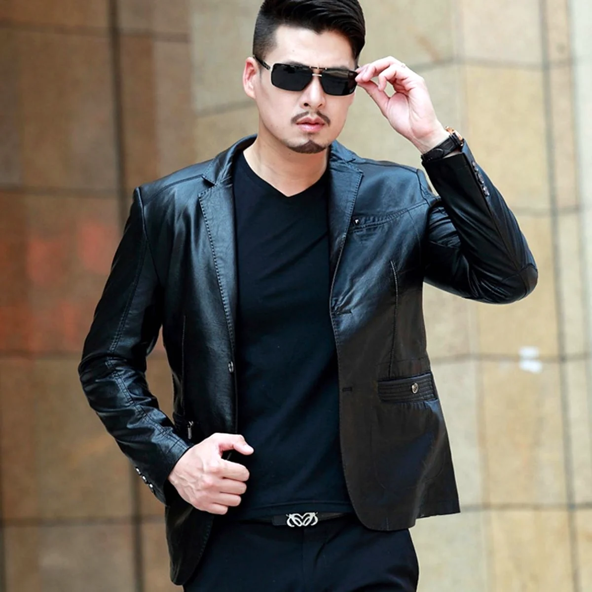 Пиджак кожаный мужской стильный