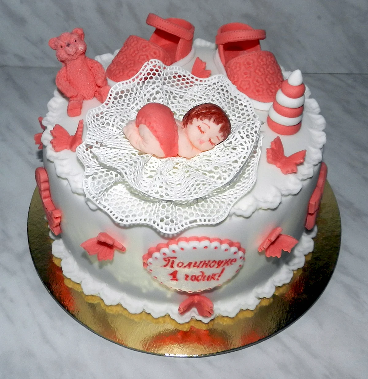 Двоярусний торт для дівчинки на 1 рік