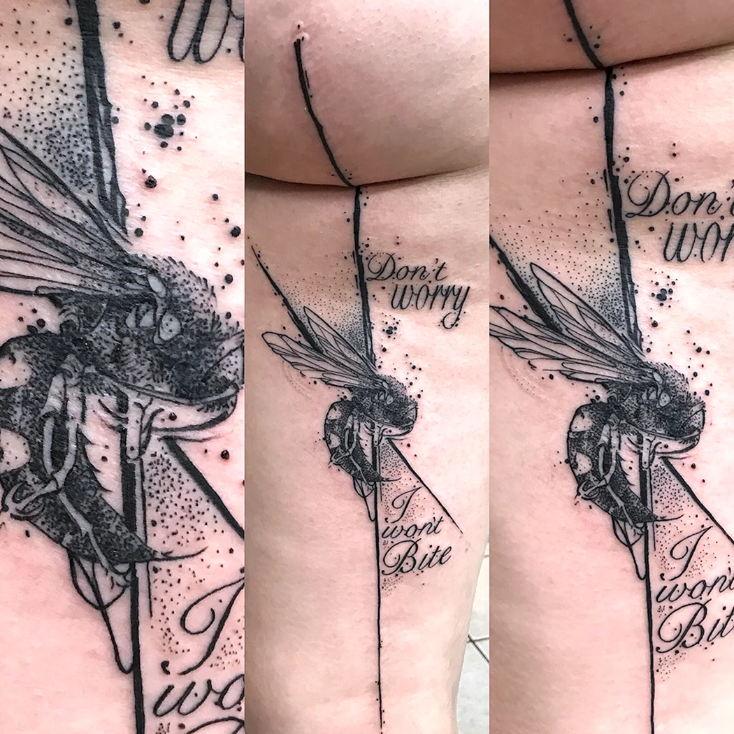 Тату блэкворк Wasp