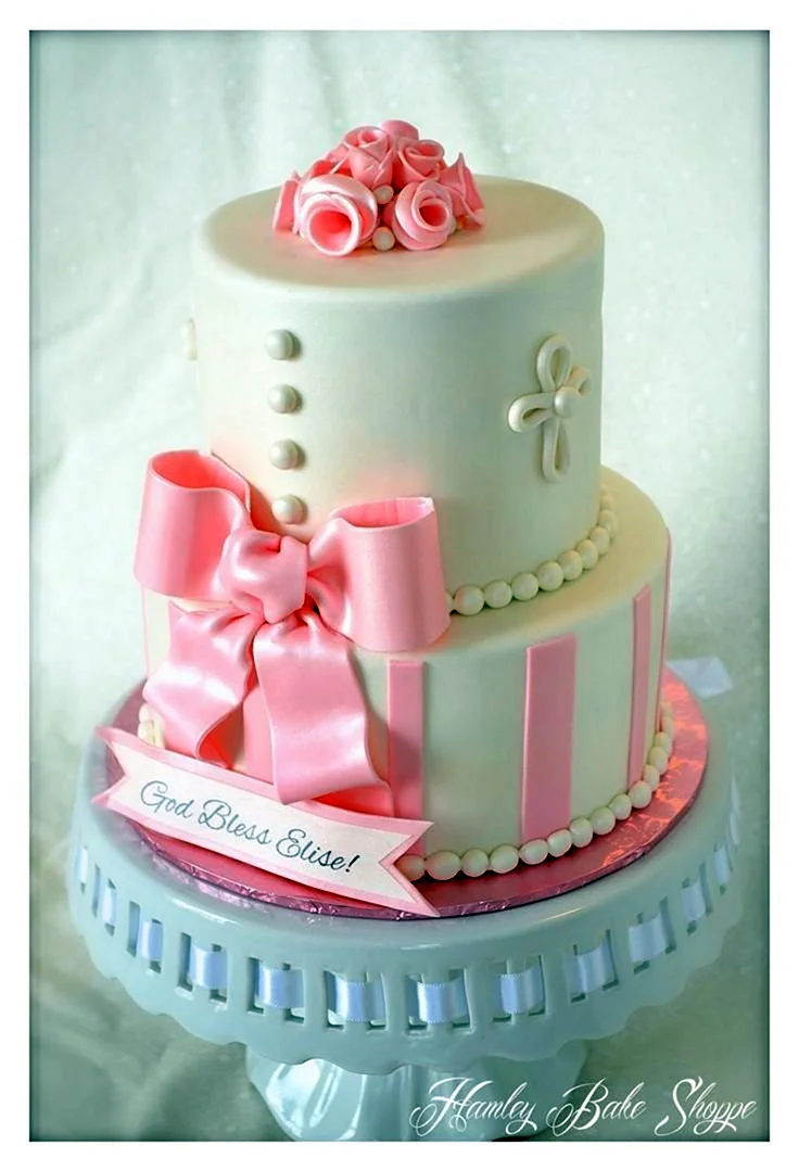 Торт рожевий двоярусний для дівчинки