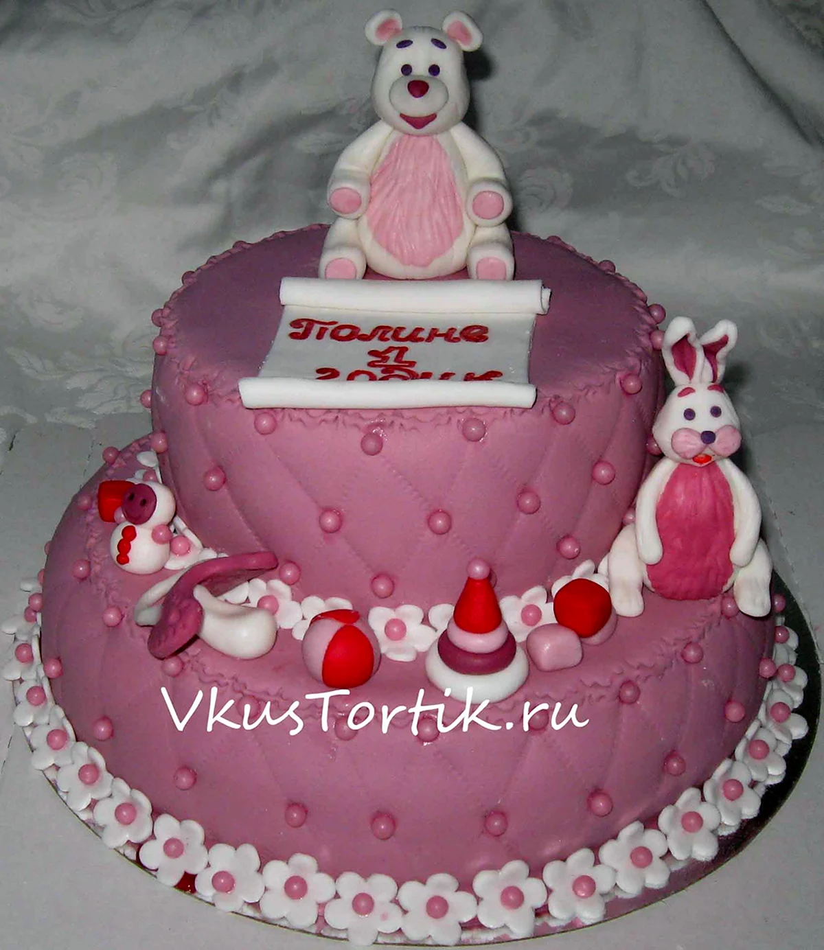 Дитячий торт одноярусний на рік дівчинці