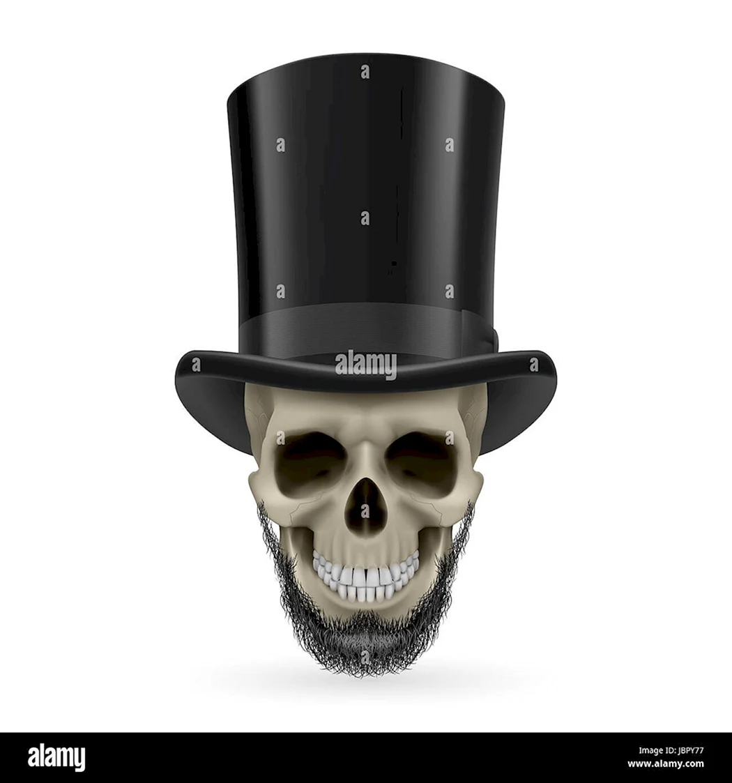 Картина чоловік за столом череп хрест капелюх