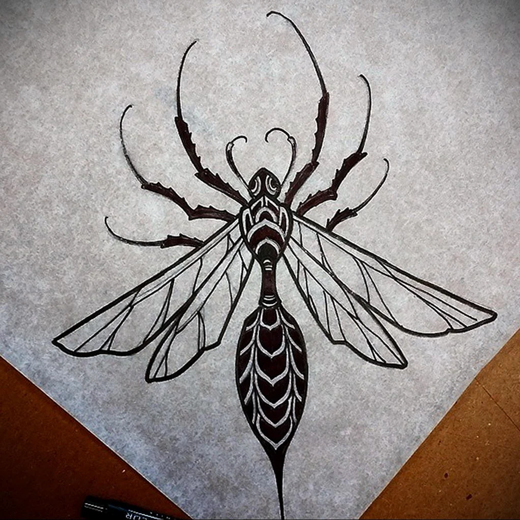 Оса тату эскиз