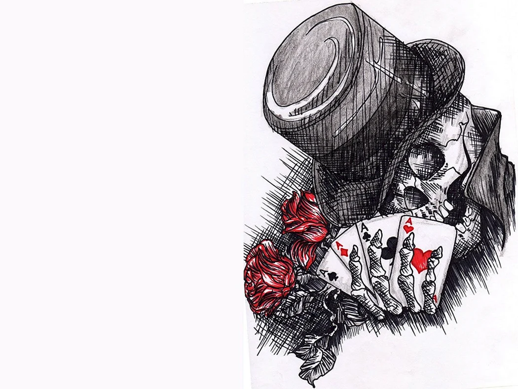 Череп у капелюсі з картами