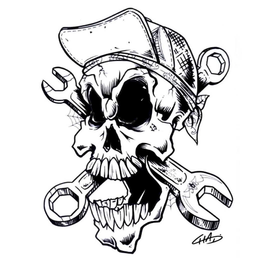 Череп з гайковими ключами