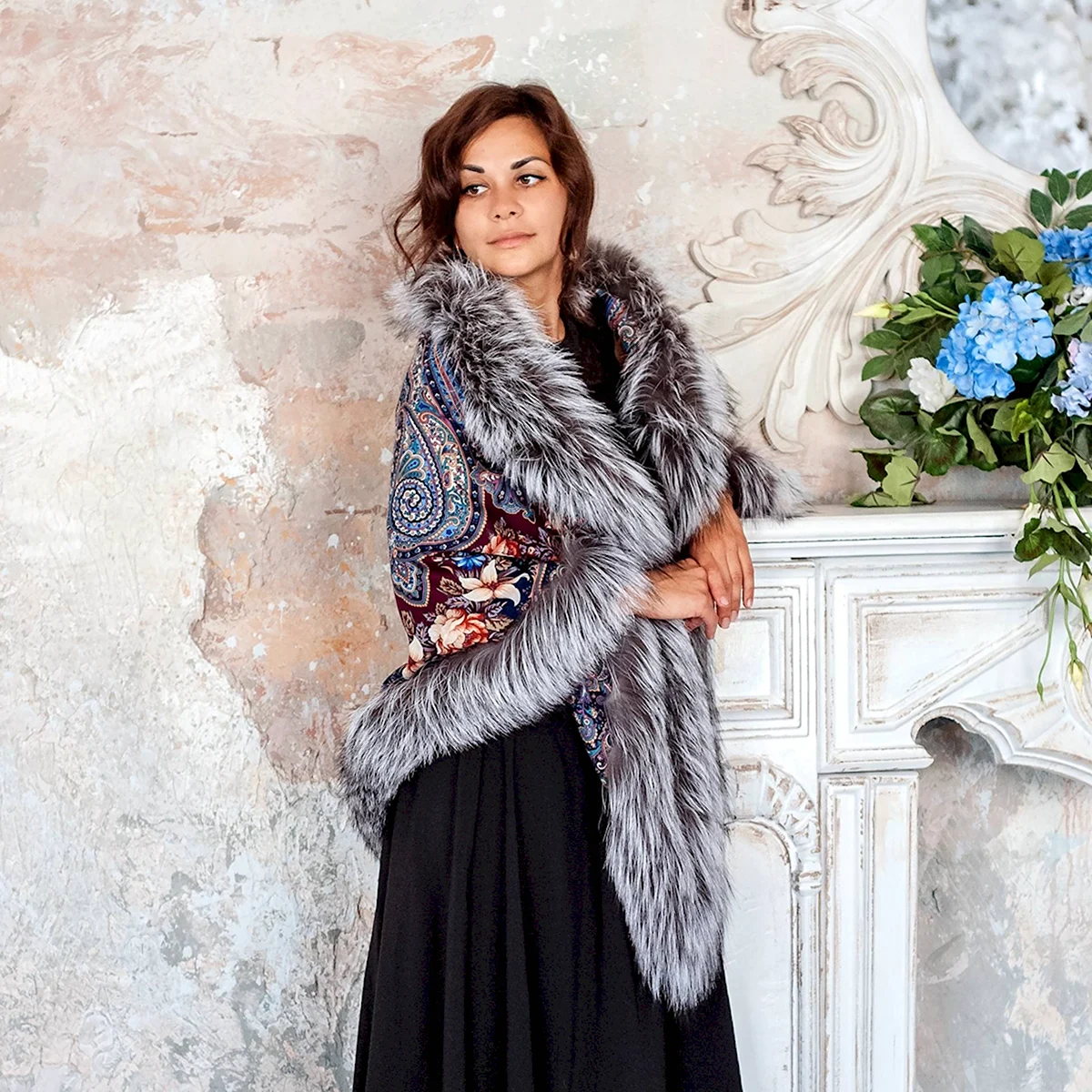 Павлопосадська хустка квіткова Калейдоскоп