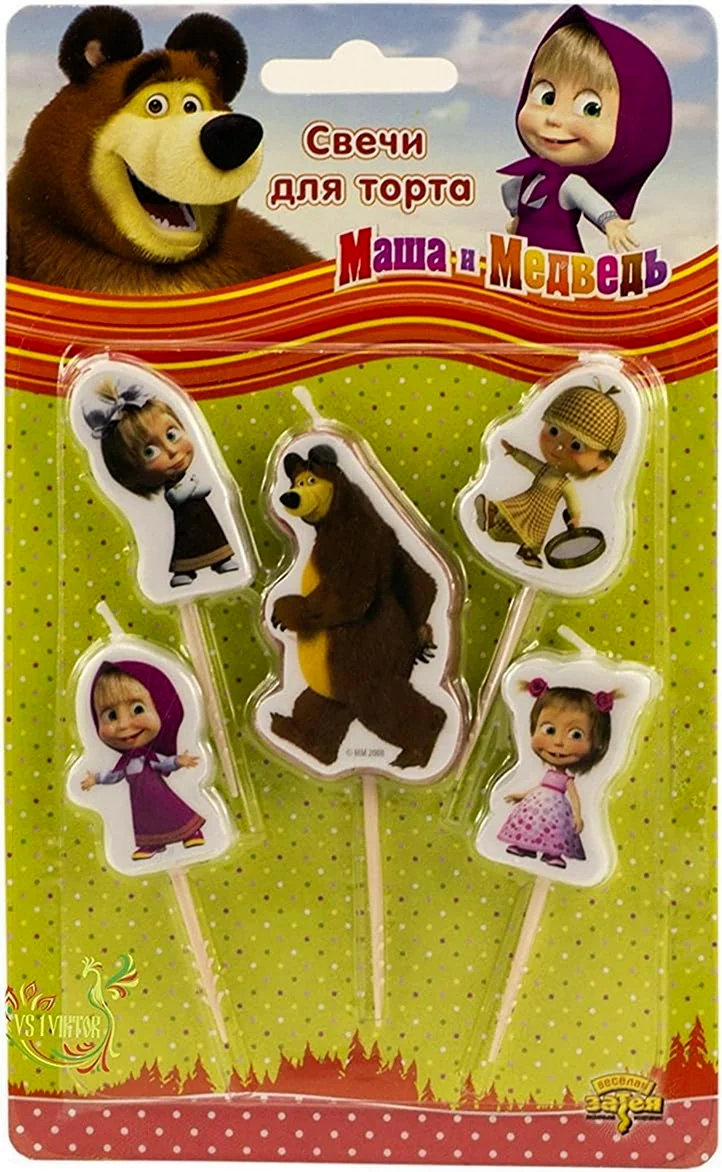 Свічки дторта на піках Маша та Медв 5шv