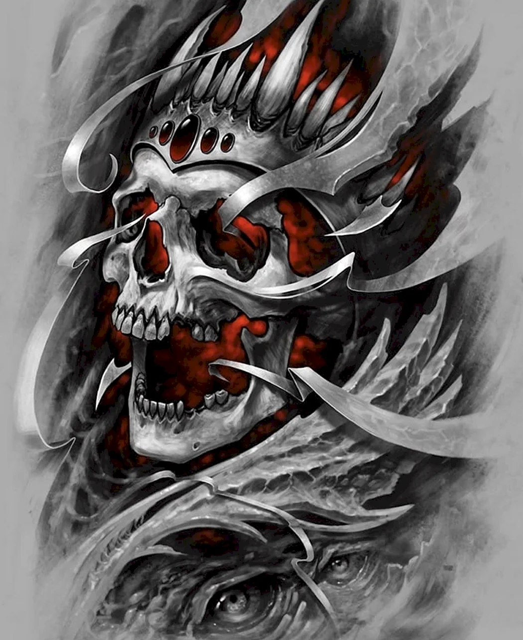 Японський череп татуювання