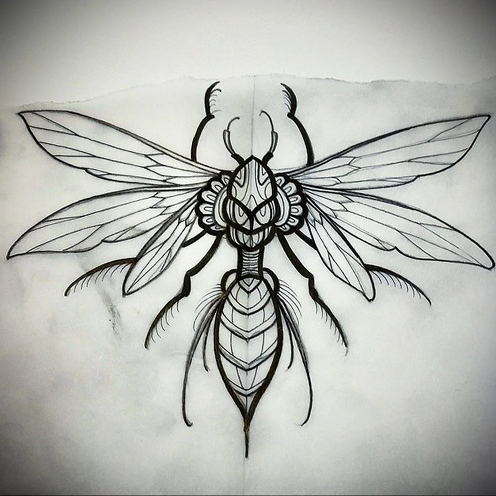 Оса тату эскиз