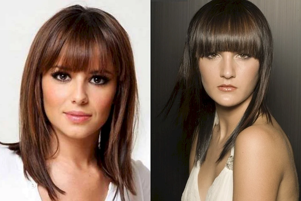 Стрижка Каскад на середнє волосся з чубчиком півколом