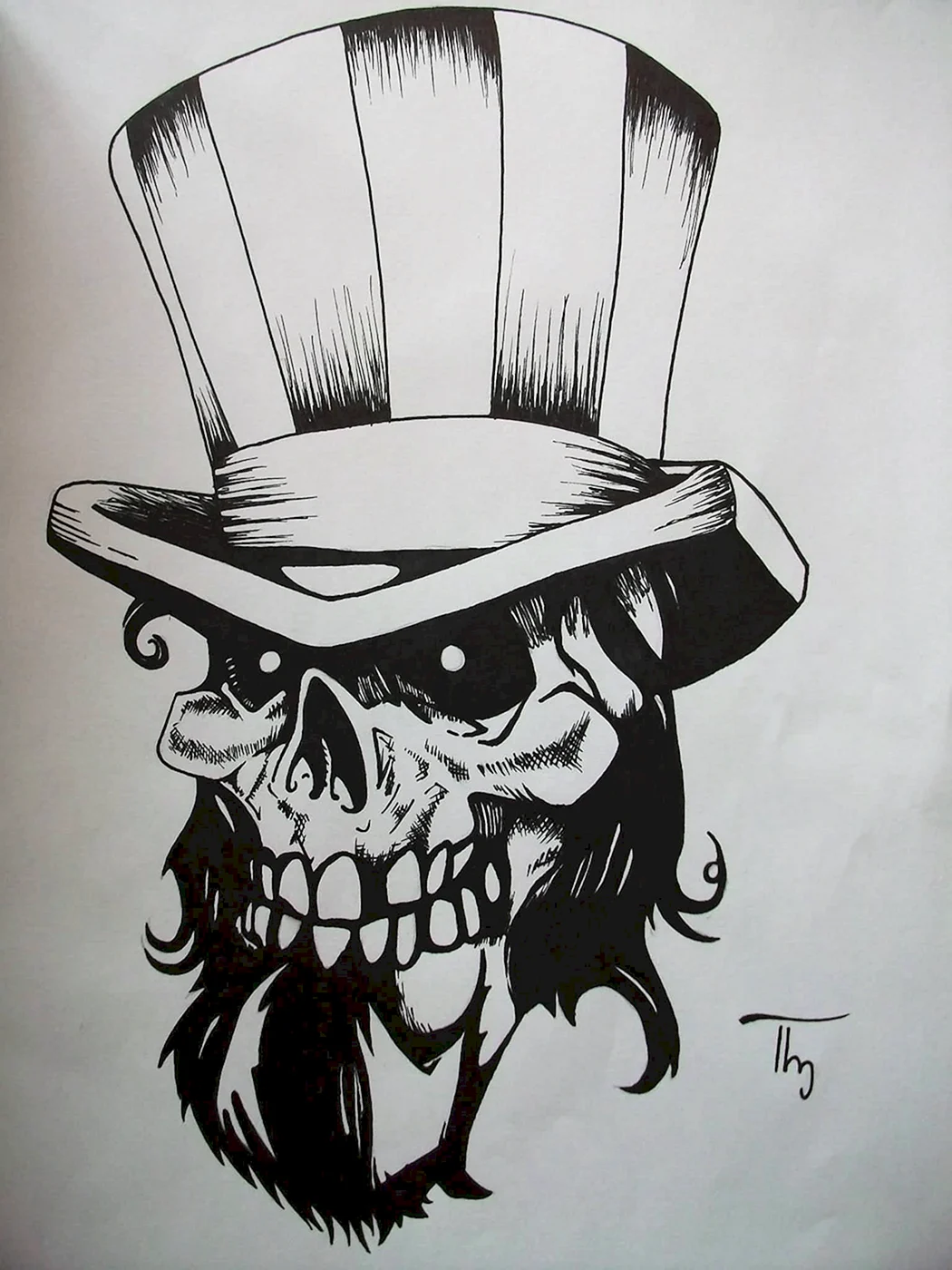 Тату череп в циліндрі