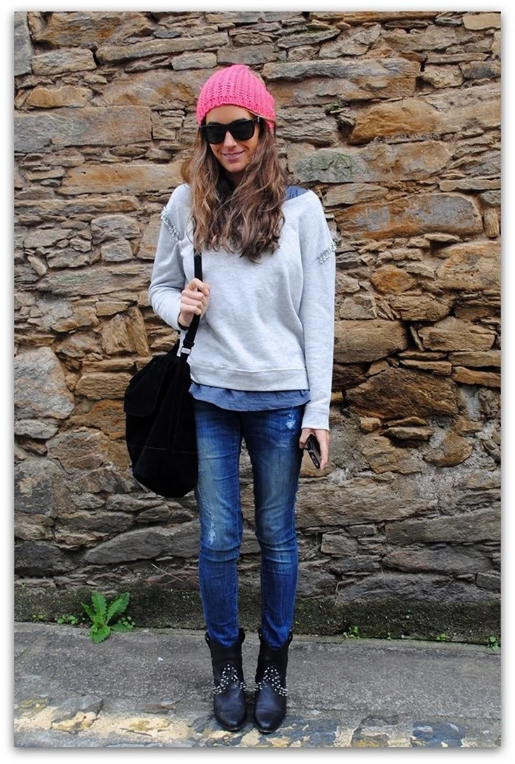 Синяя бини уличный стиль