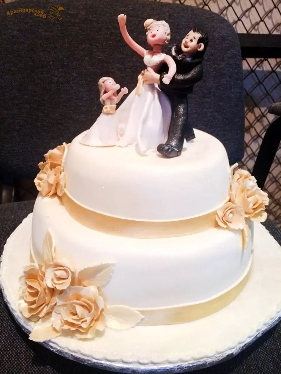 Свадебный торт одноярусный прикольный