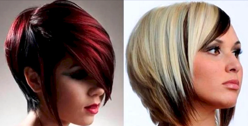 Стрижка асиметрія та забарвлення у два кольори