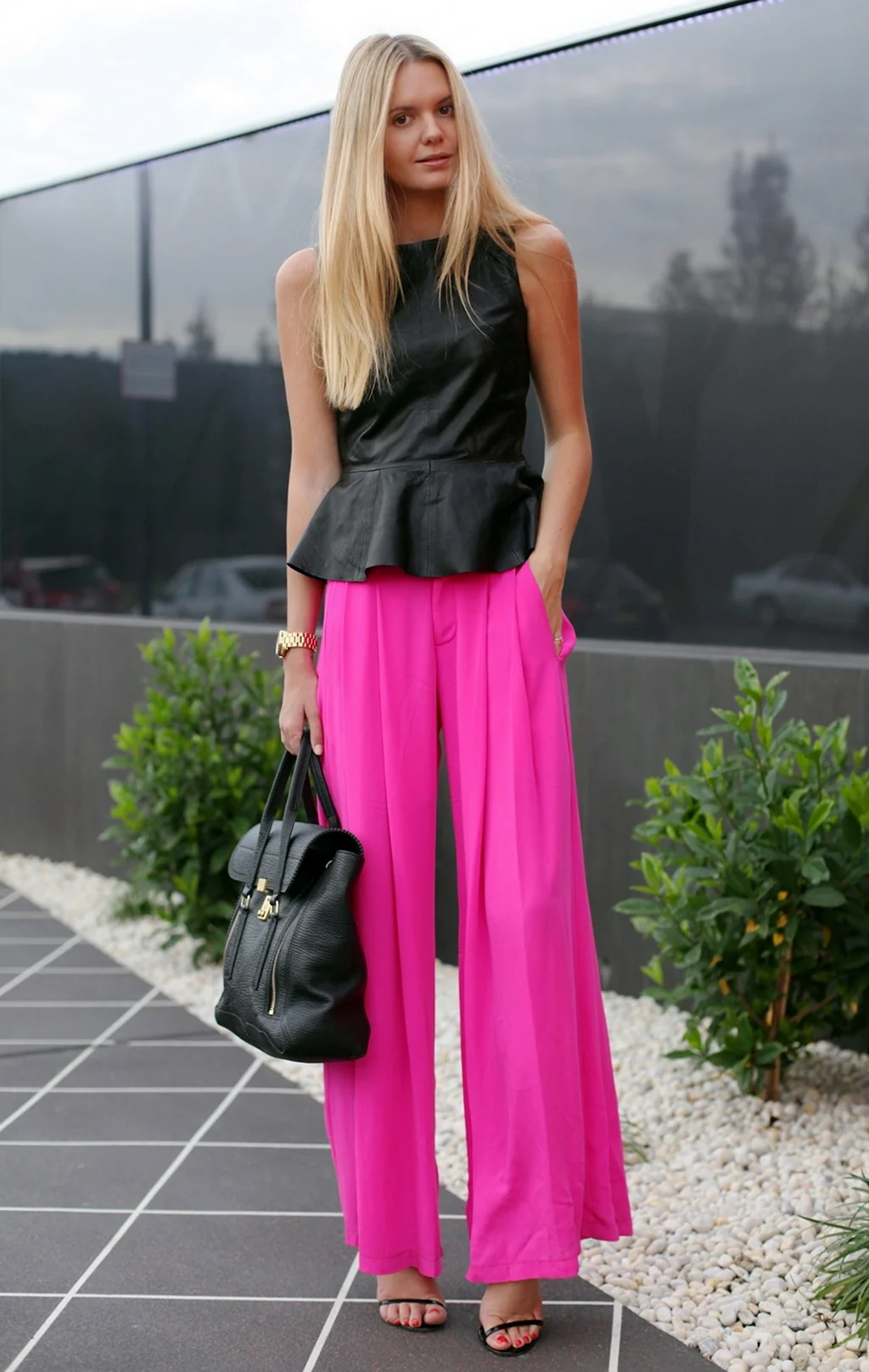Брюки палаццо фуксия