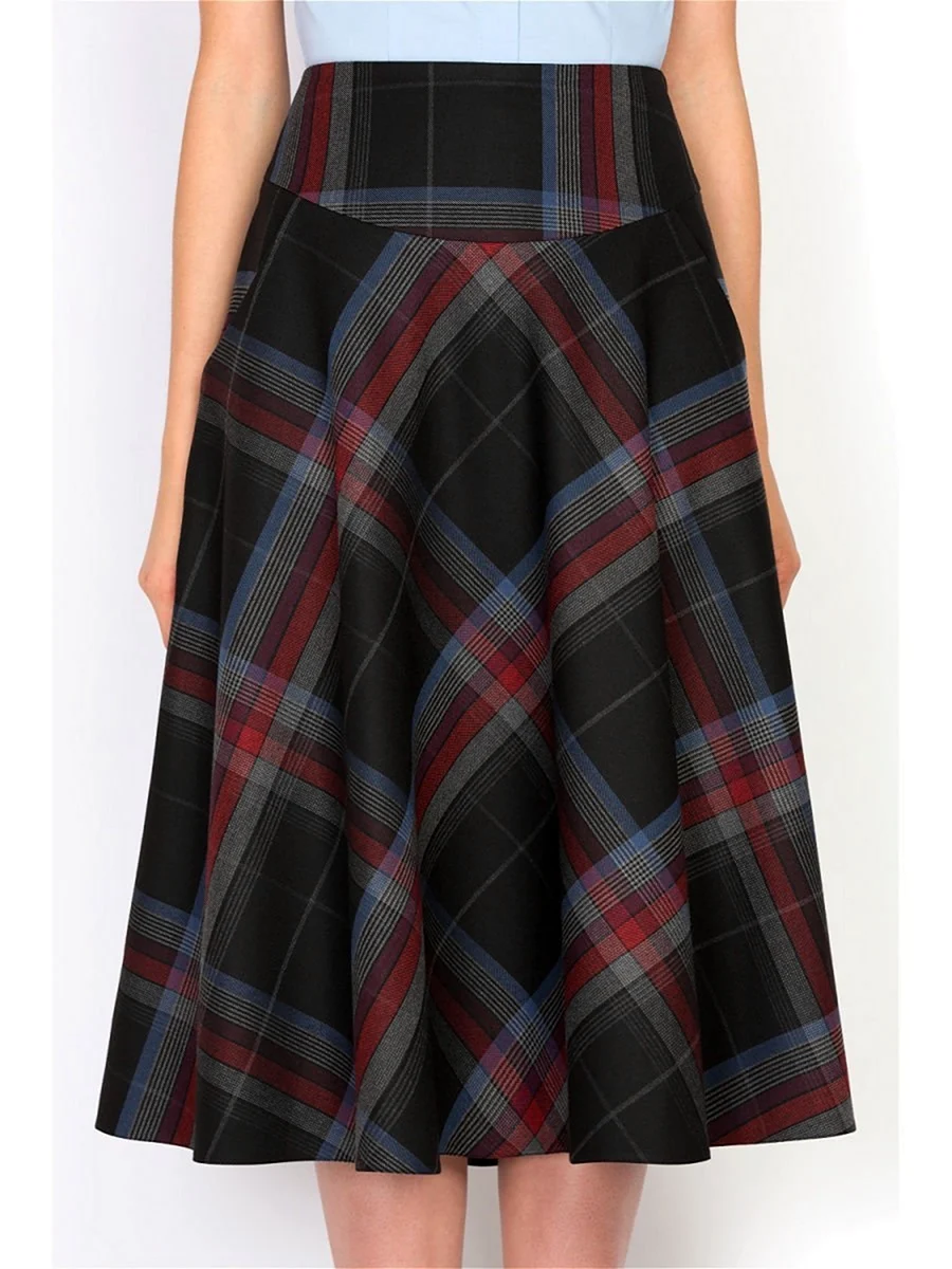 Длинная юбка в красную клетку Emka Fashion 286Noella