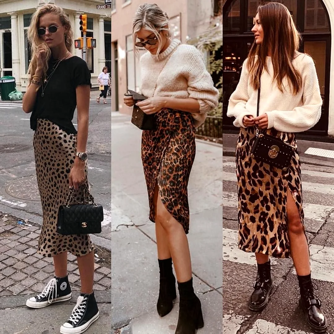 Свитшот и леопардовая юбка