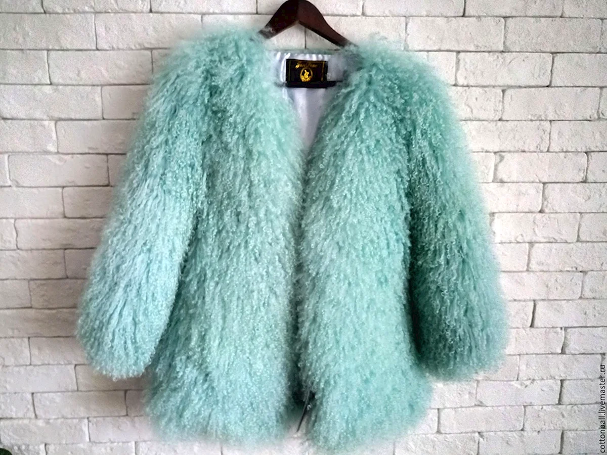 Шуба эко мех мятная