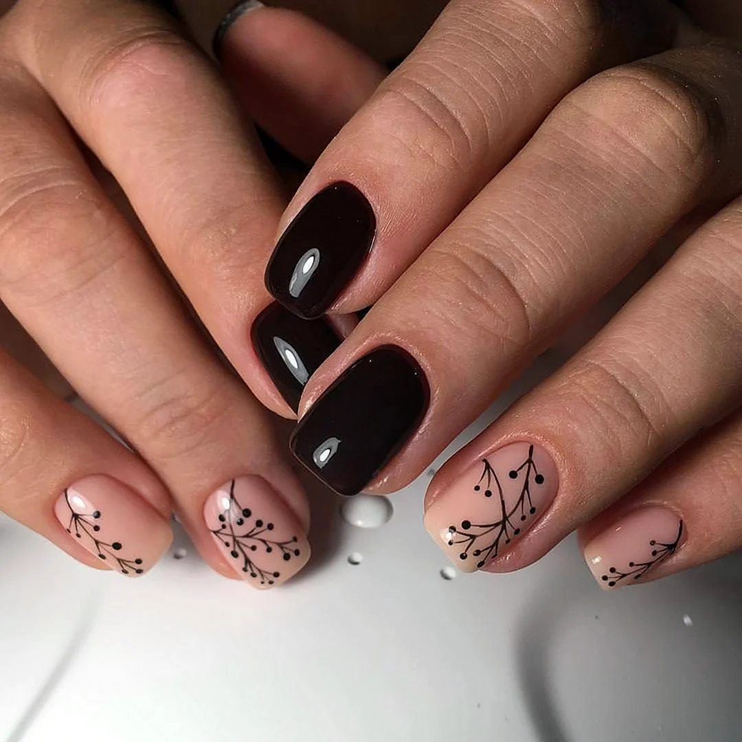 Маникюр в бедевоткорисневвх тонпх