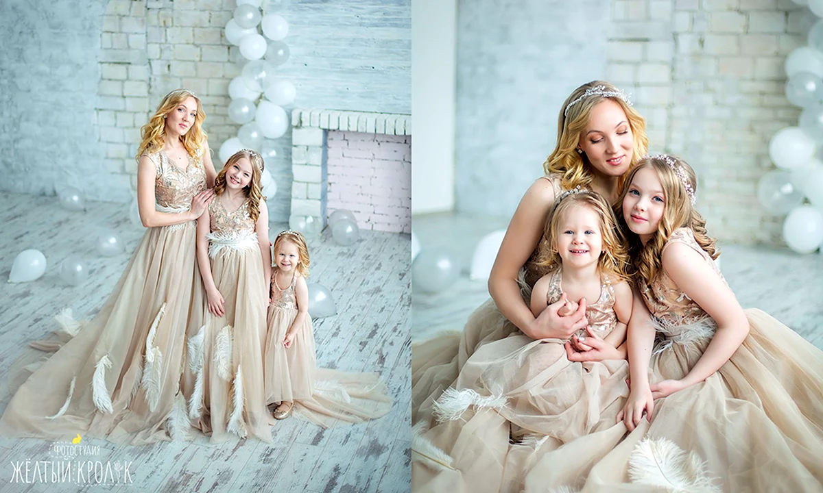 Фотосессия мама и дочка в студии