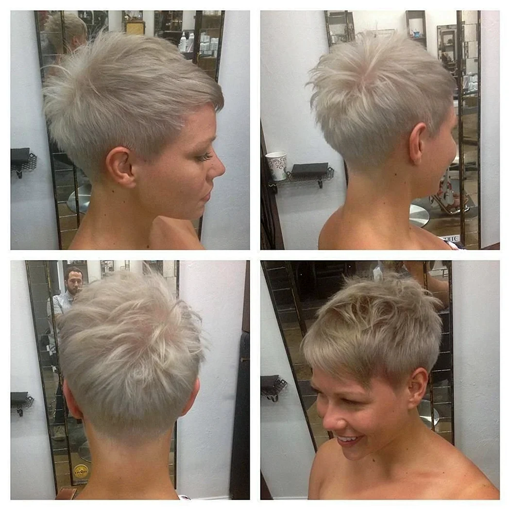 Піксі стрижка жіночий вид з усіх боків