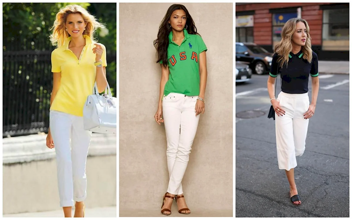 Цветные брюки с белой рубашкой