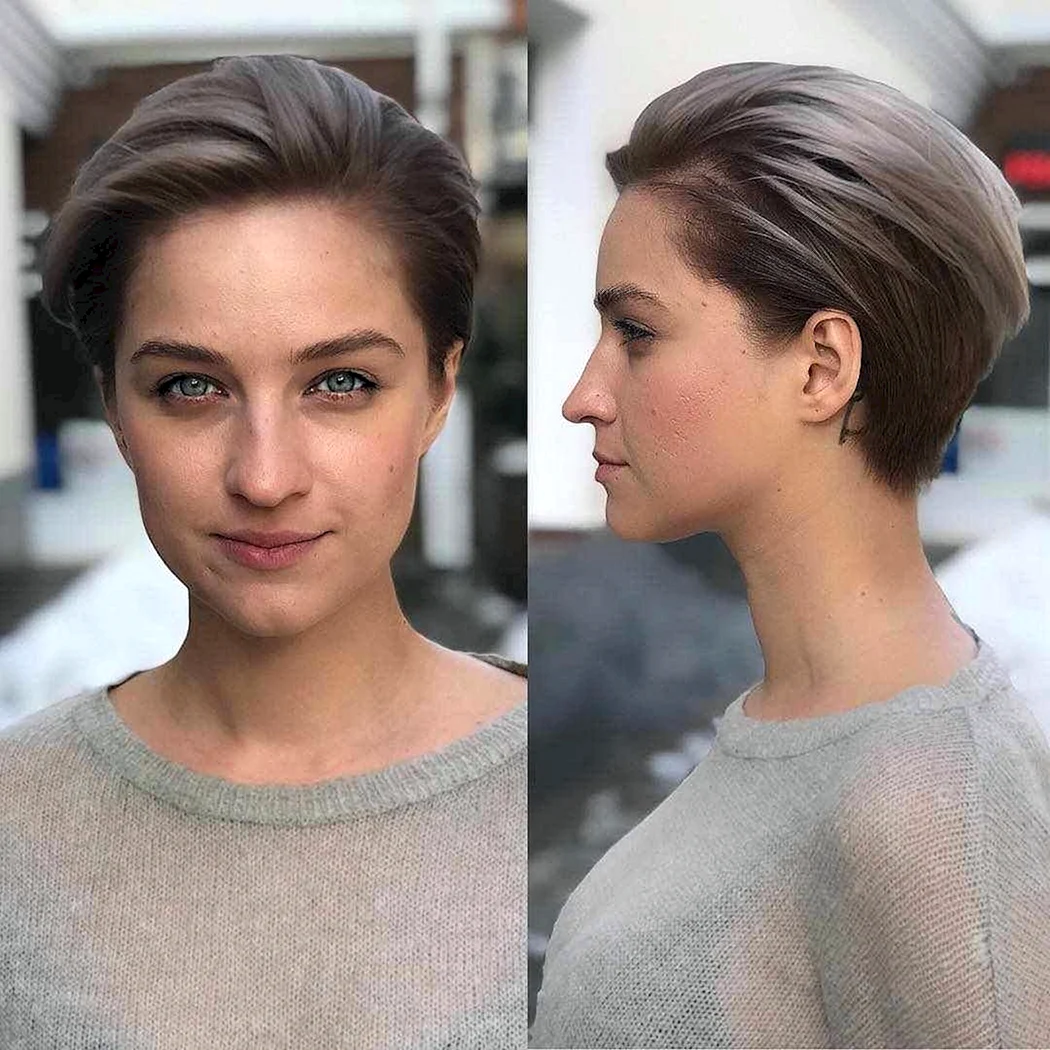 Коротка стрижка із зачісом назад жіноча