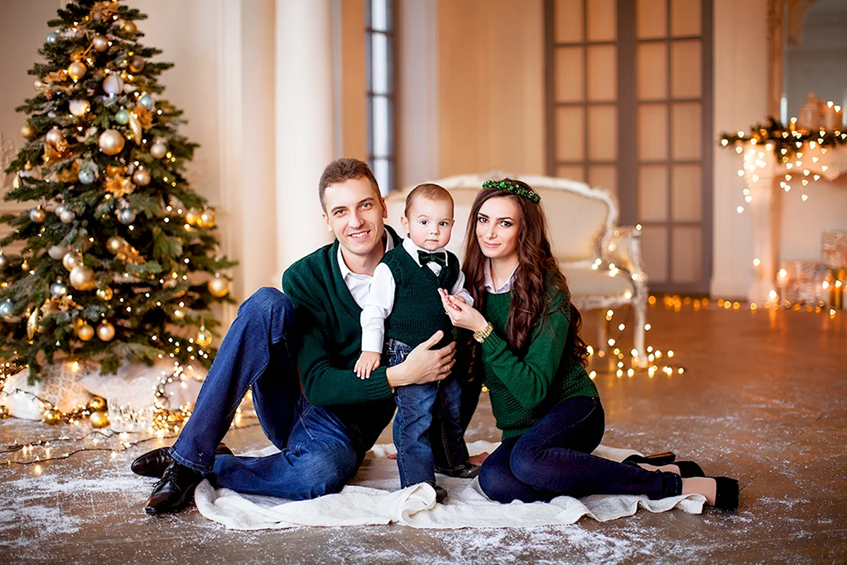 Новогодняя фотосессия в зеленых тонах