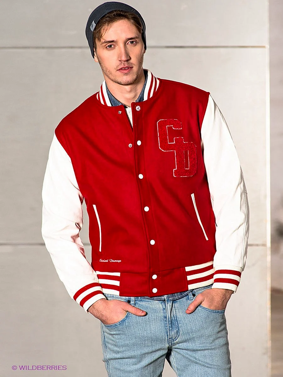 Бомбер красно белый