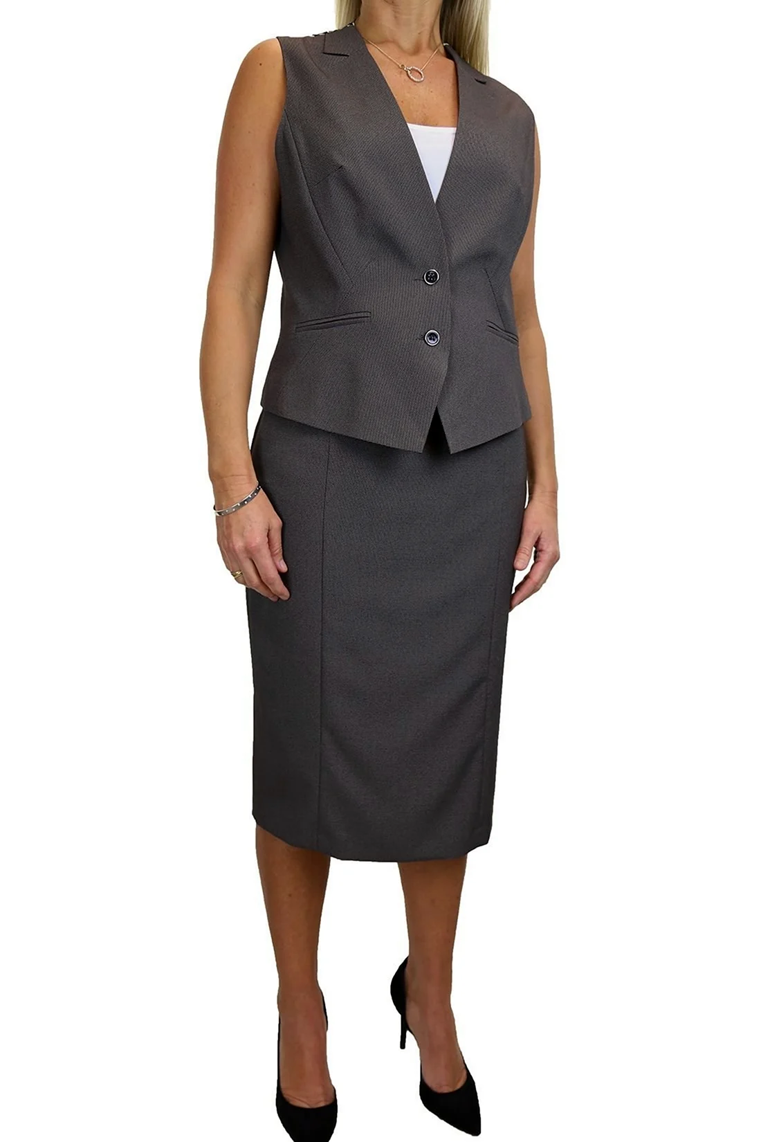 Костюм жилет и юбка для полных женщин