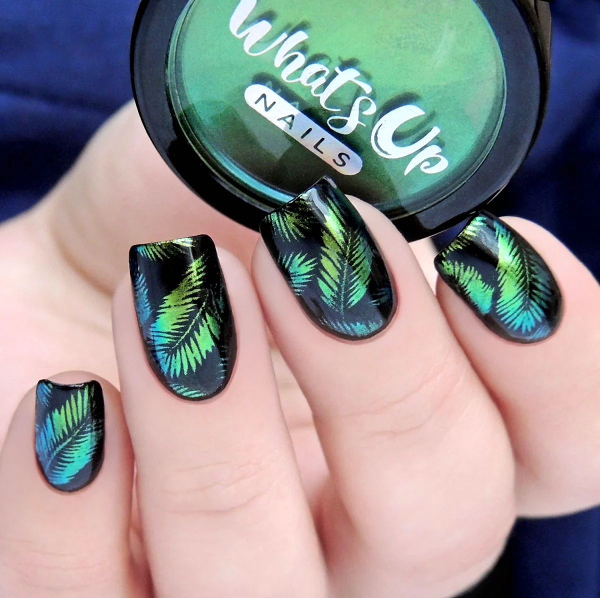 Маникюр кошачий глаз и стемпинг