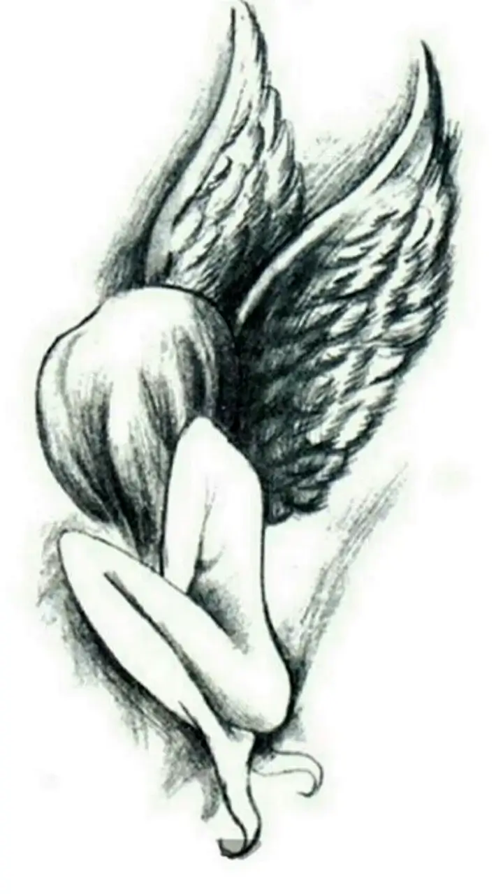 Девушка ангел тату эскиз