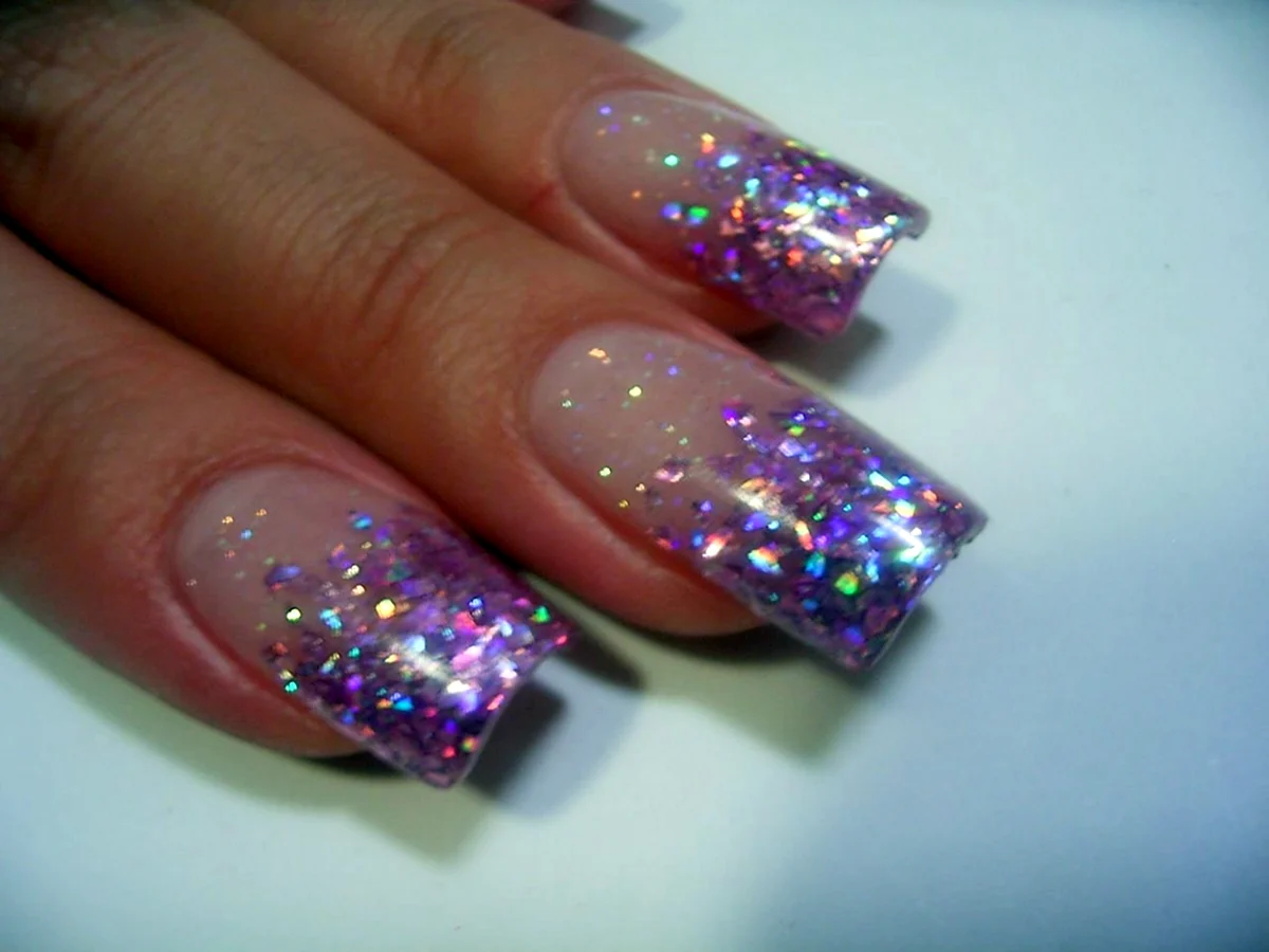 Аквариумный маникюр с блестками