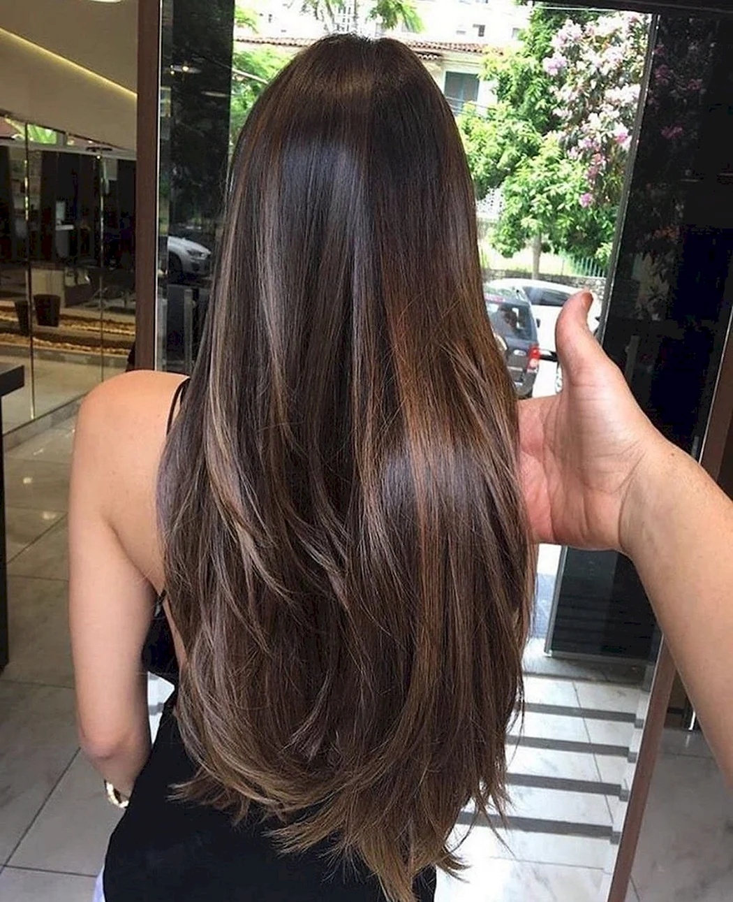 Фарбування на темне волосся довге пряме