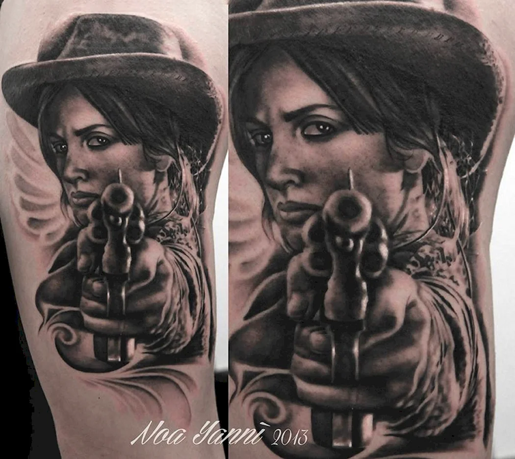 Девушка ковбой тату