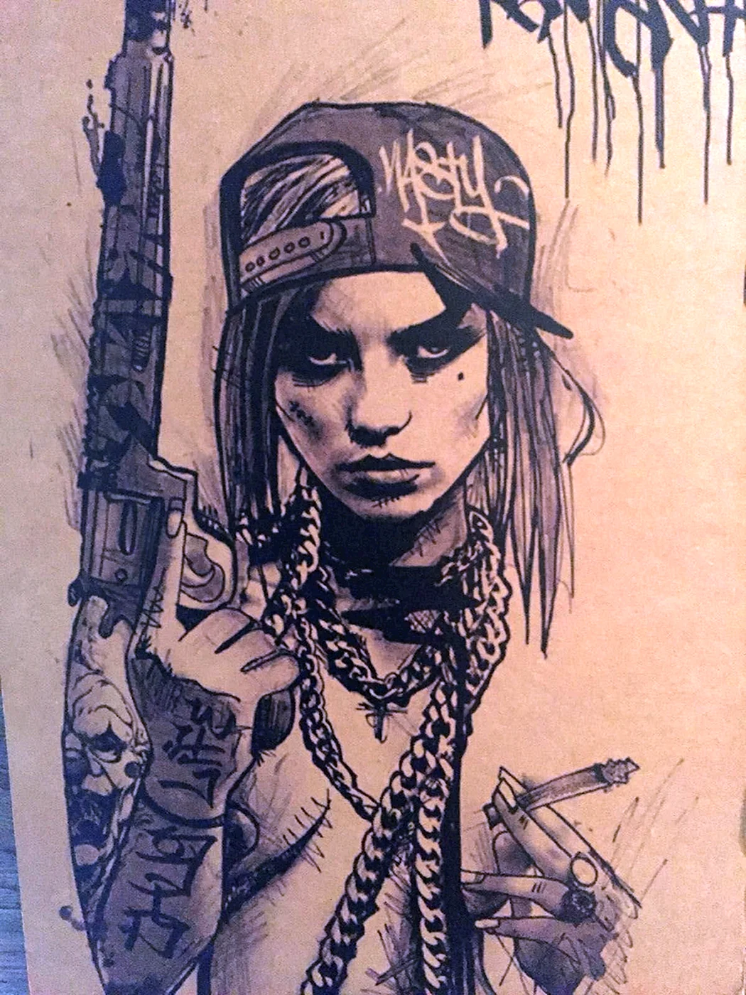 Тату в стиле гангста