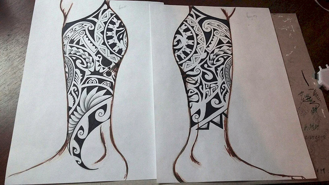Полинезия тату эскизы на ногу