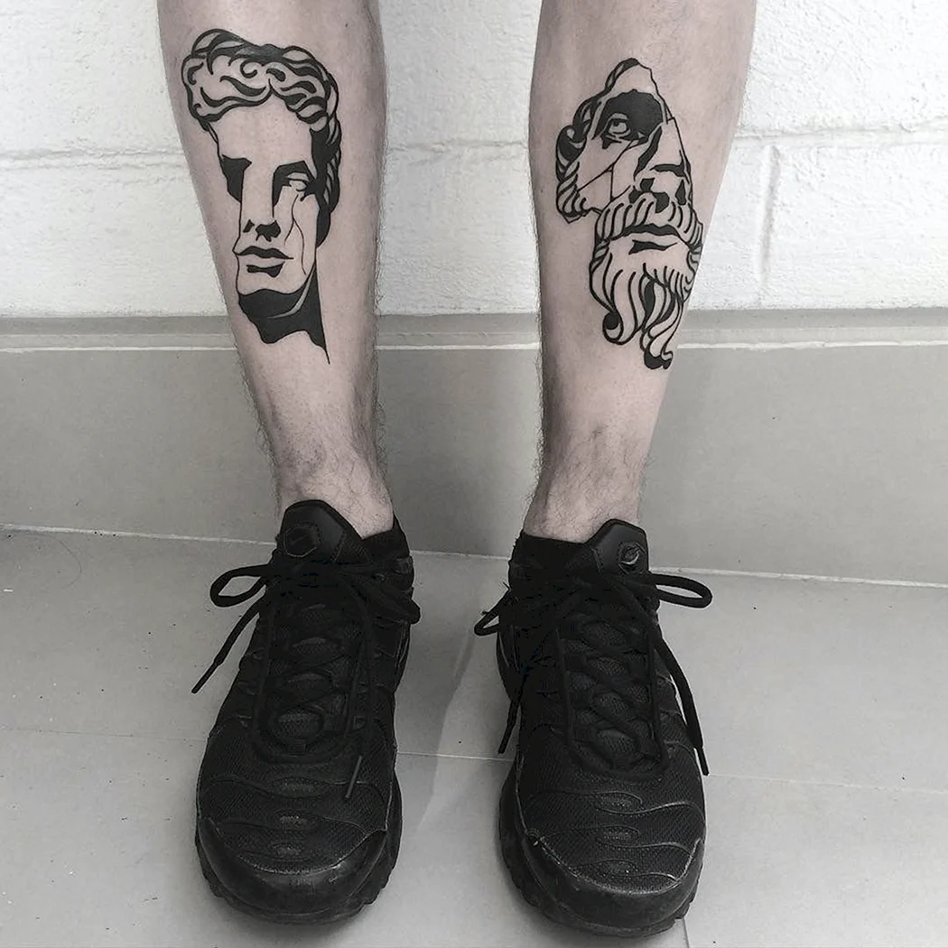 Тату Минимализм мужские на ноге