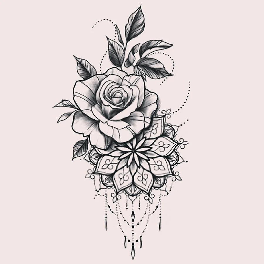 Мандала с цветами эскиз