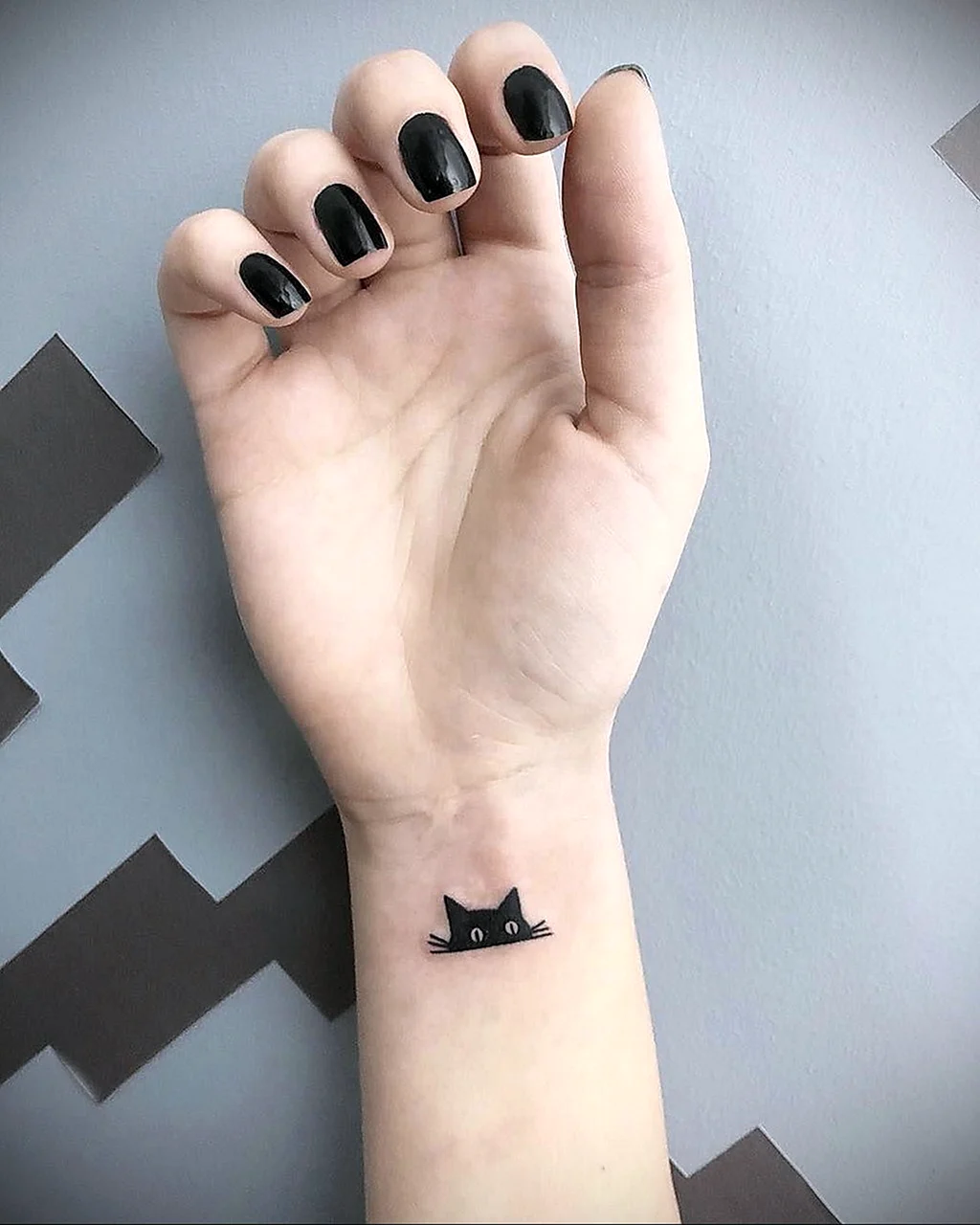 Мини тату черный кот