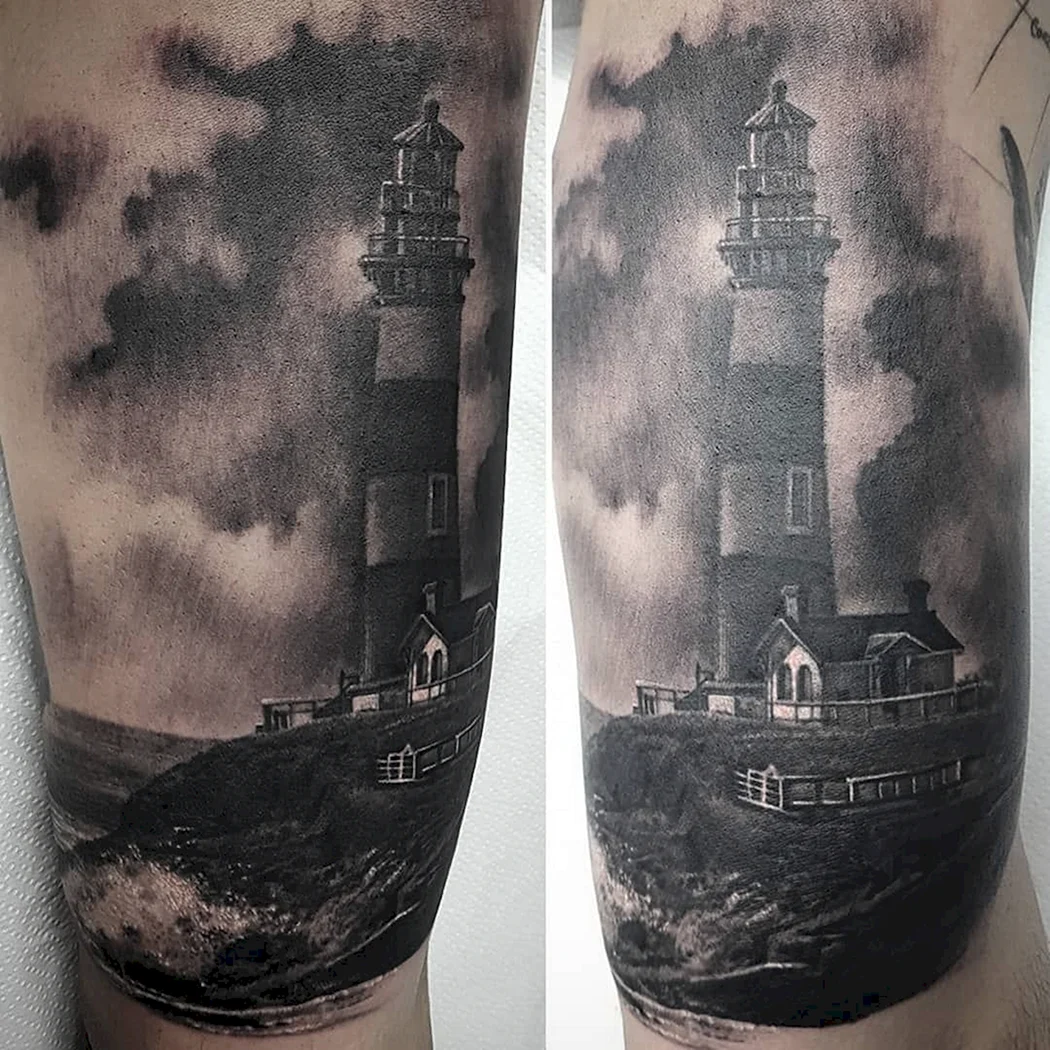 Маяк в шторм тату