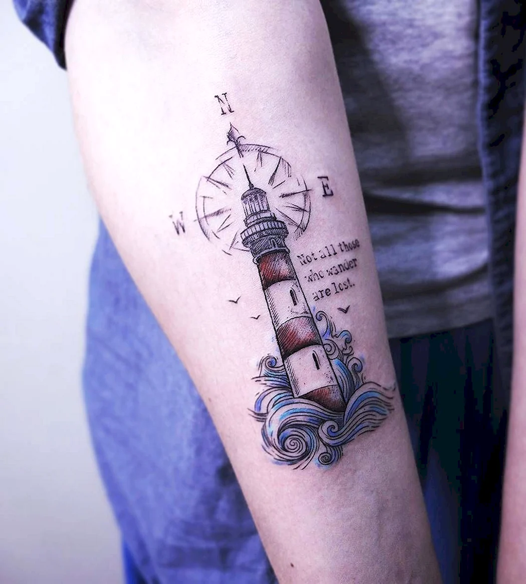 Тату Маяк и компас