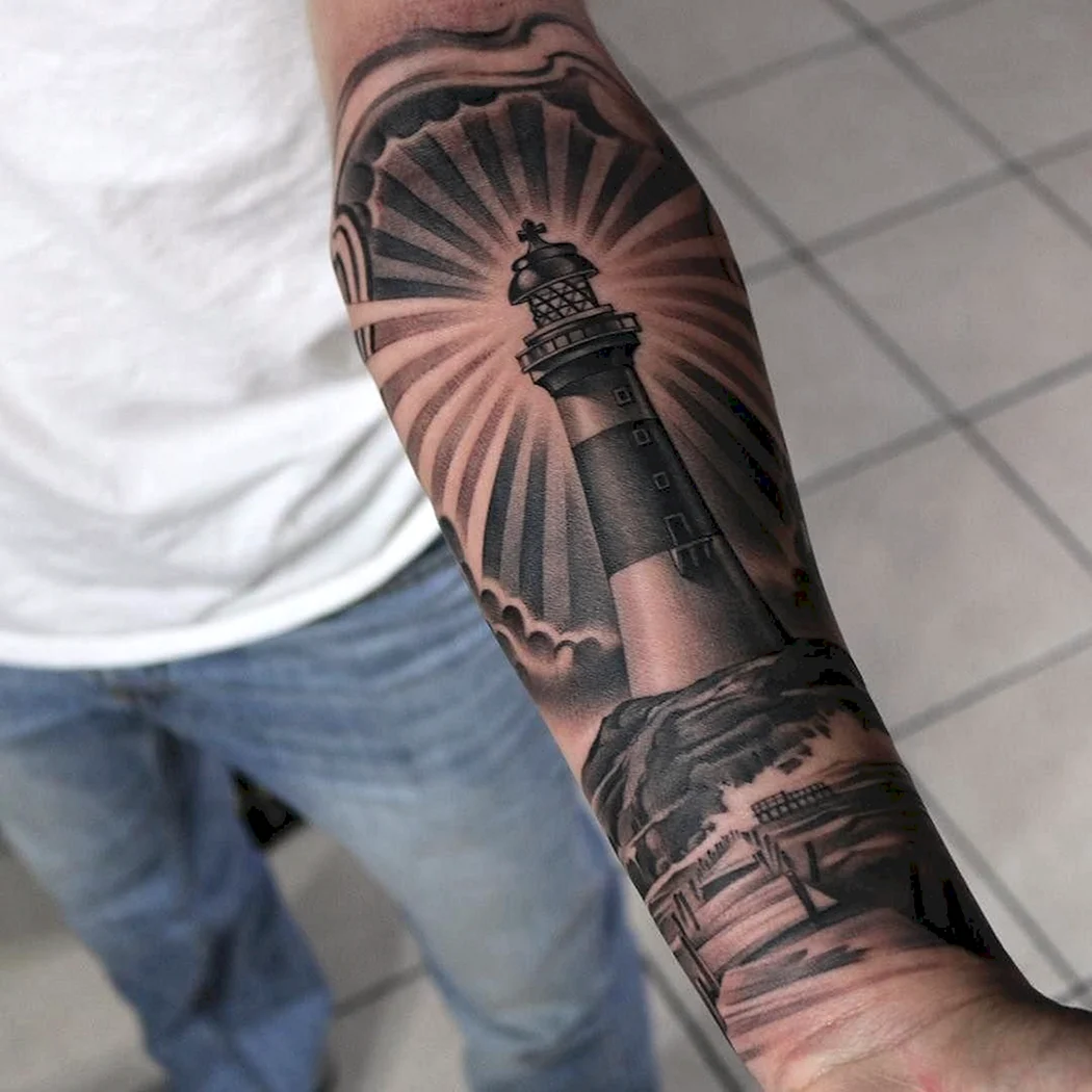 Тату Маяк на предплечье