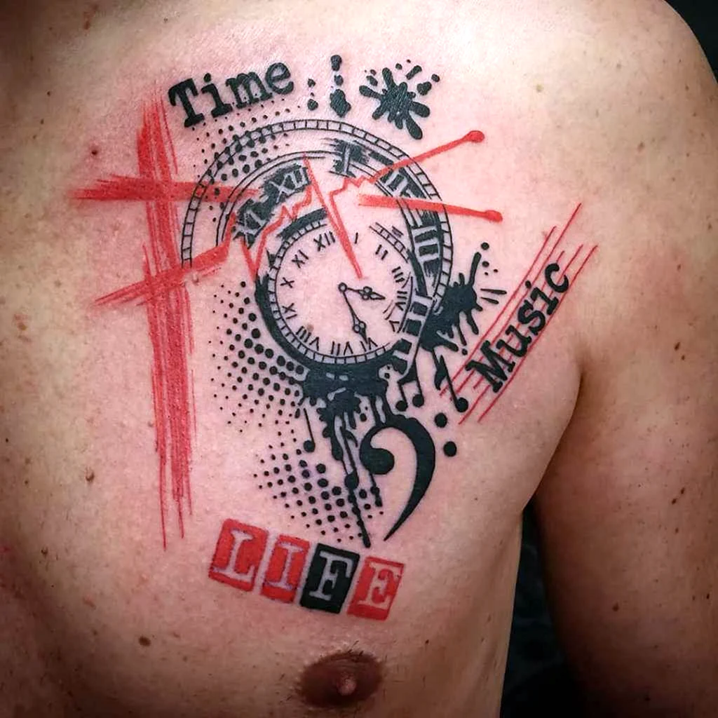 Тату надписи в стиле трэш