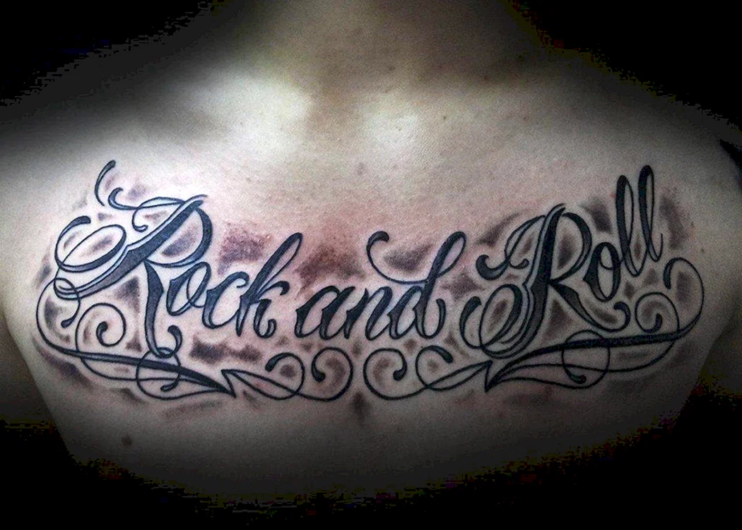 Тату рок-н-ролл надпись