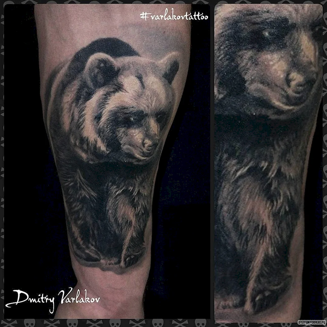 Бурый медведь тату