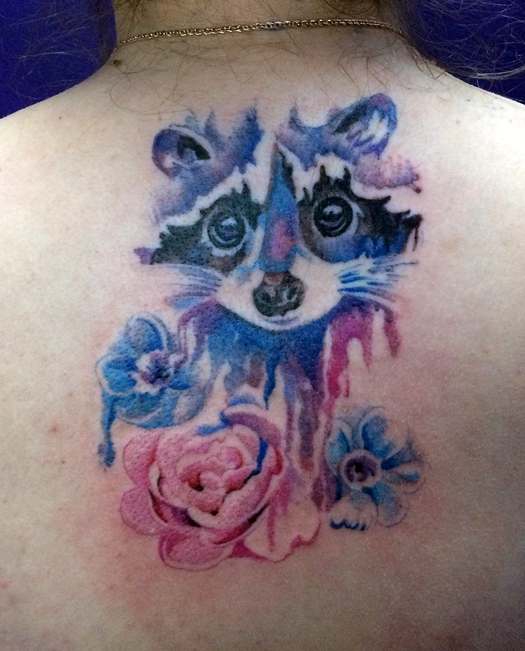 Тату енот акварель