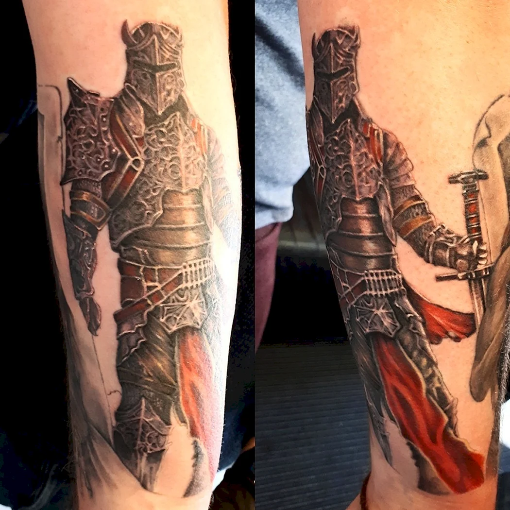 Тату рукав рыцарь