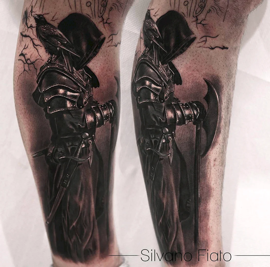 Тату рыцарь на предплечье