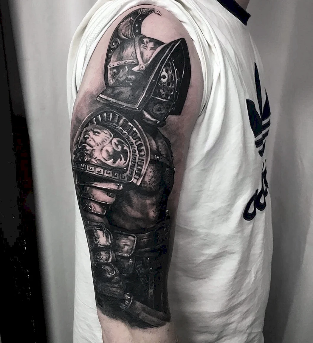 Тату на всю руку рыцарь